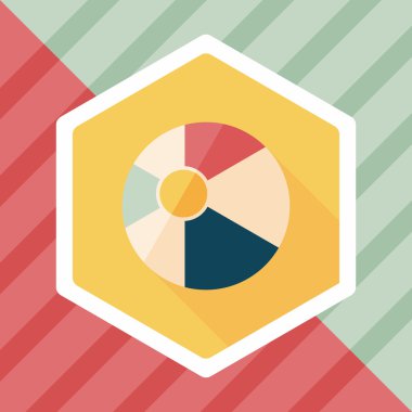 긴 그림자와 비치 볼 플랫 아이콘