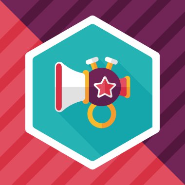 trompet veya boynuzu oyuncak düz simgesi ile uzun gölge, eps10