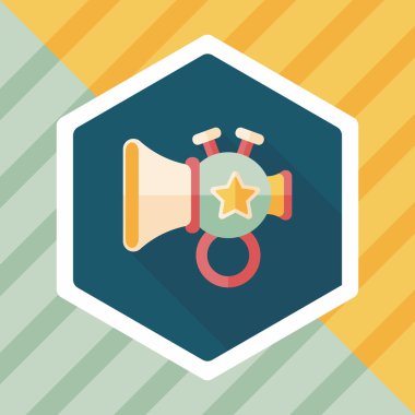 trompet veya boynuzu oyuncak düz simgesi ile uzun gölge, eps10