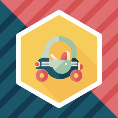 oyuncak araba walker uzun gölge ile düz simgesi