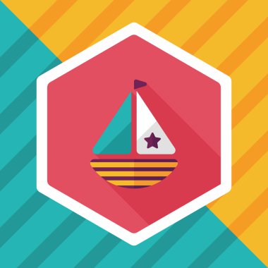 yelkenli ile uzun gölge, eps10 düz simgesi