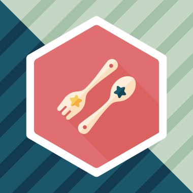 Uzun Gölge, eps10 düz simgesiyle dishware ve çatal bıçak takımı