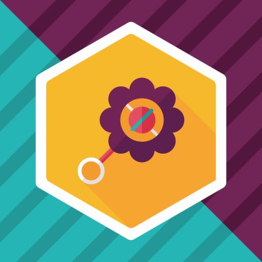 Bebek çıngırağı düz simgesi ile uzun gölge, eps10