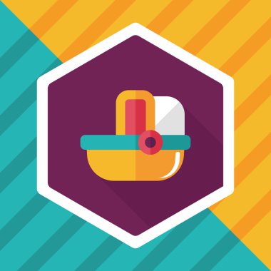 Bebek beşik yatak düz simgesiyle uzun gölge, eps10