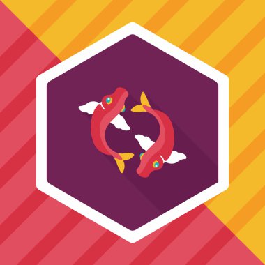 Çin yeni yılı uzun gölge, eps10, Çinli bir dekor ile düz simgesi