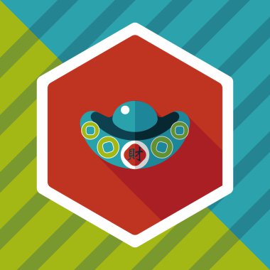 Çin yeni yılı düz simgesi ile uzun gölge, eps10, Altın külçe wi