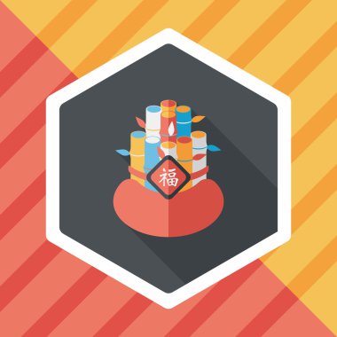 Çin yeni yılı uzun gölge, eps10, Çinli bir dekor ile düz simgesi