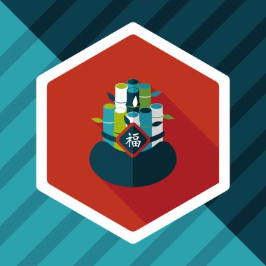 Çin yeni yılı uzun gölge, eps10, Çinli bir dekor ile düz simgesi