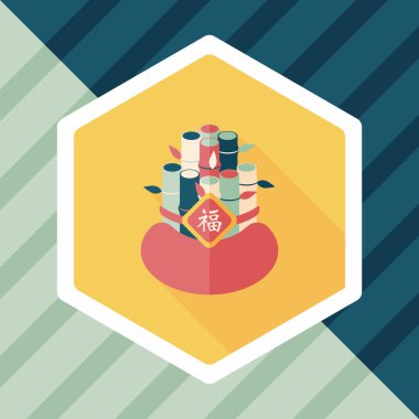 Çin yeni yılı uzun gölge, eps10, Çinli bir dekor ile düz simgesi