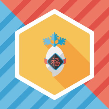 Çin yeni yılı düz simgesi ile uzun gölge, eps10, şanslı beyaz r