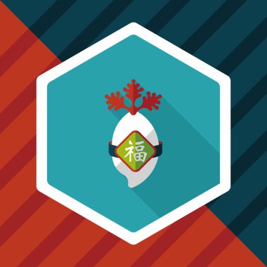 Çin yeni yılı düz simgesi ile uzun gölge, eps10, şanslı beyaz r