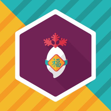 Çin yeni yılı düz simgesi ile uzun gölge, eps10, şanslı beyaz r