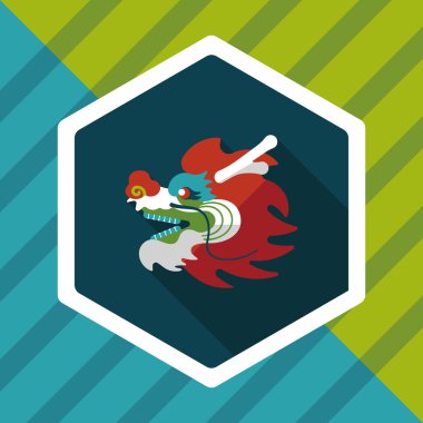 Çin yeni yılı düz simgesi ile uzun gölge, eps10, dragon ve