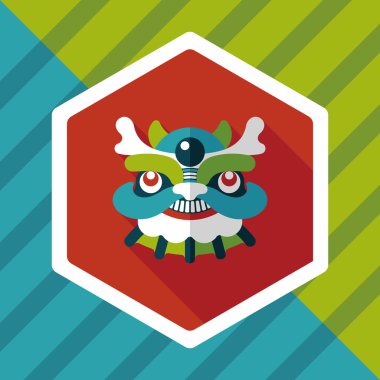 Çin yeni yılı düz simgesi ile uzun gölge, eps10, dragon ve