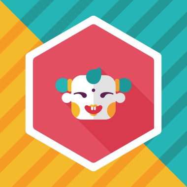 Çin yeni yılı uzun gölge, eps10, Maitreya bez bebek ile düz simgesi