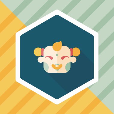 Çin yeni yılı uzun gölge, eps10, Maitreya bez bebek ile düz simgesi