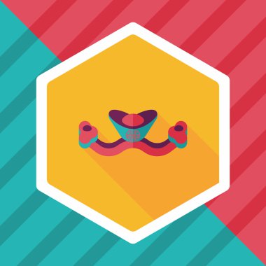 Çin yeni yılı düz uzun gölge, eps10, Altın külçe ile kutsal kişilerin resmi bana