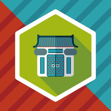 Çin yeni yılı geleneksel Tapınağı uzun gölge, düz simgesiyle e