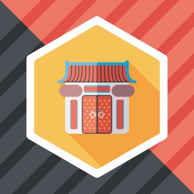 Çin yeni yılı geleneksel Tapınağı uzun gölge, düz simgesiyle e