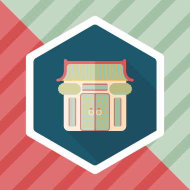 Çin yeni yılı geleneksel Tapınağı uzun gölge, düz simgesiyle e