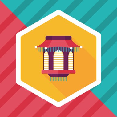 Çin yeni yılı uzun gölge, eps10, Çinli bir dekor ile düz simgesi