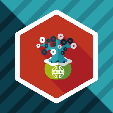 Çin yeni yılı uzun gölge, eps10, Çinli bir dekor ile düz simgesi