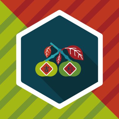 Uzun Gölge, ES'ler ile Çin yeni yılı mandarin portakal düz simgesi