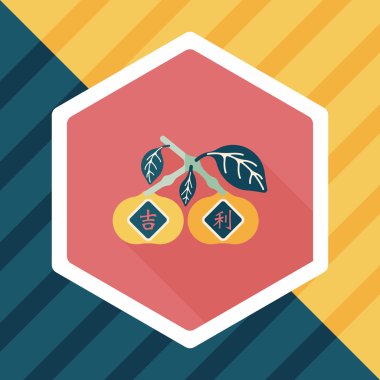 Uzun Gölge, ES'ler ile Çin yeni yılı mandarin portakal düz simgesi