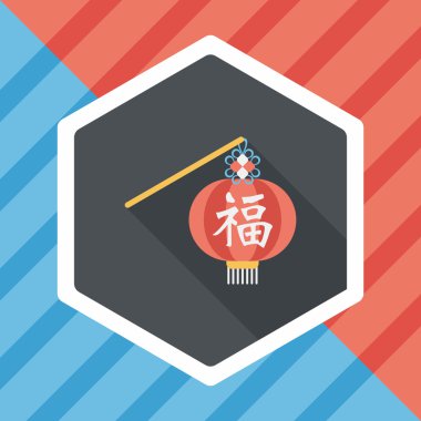 Çin yeni yılı uzun gölge, eps10, Çinli şenlik ile düz simgesi