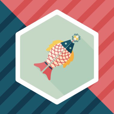 Çin yeni yılı uzun gölge, eps, düz simgesiyle Çince lu balık.