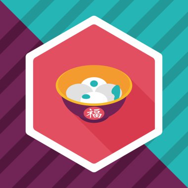 Çin yeni yılı tangyuan düz simgesi ile uzun gölge, eps10