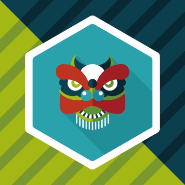 Çin yeni yılı düz simgesi ile uzun gölge, eps10, dragon ve