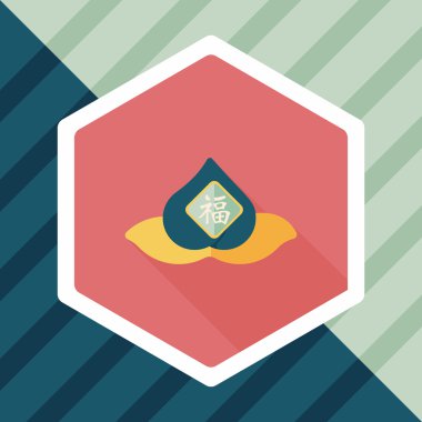 Çin yeni yılı şeftali ile uzun shad ölümsüzlük düz simgesinin