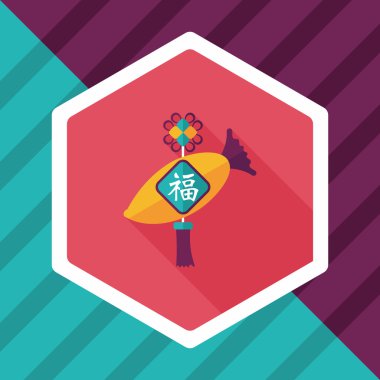 Çin yeni yılı düz simgesi ile uzun gölge, eps10, şanslı beyaz r