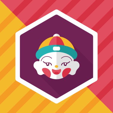 Çin yeni yılı çocuk düz simgesi ile uzun gölge, eps10