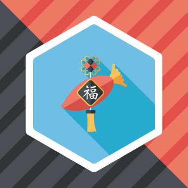 Çin yeni yılı düz simgesi ile uzun gölge, eps10, şanslı beyaz r