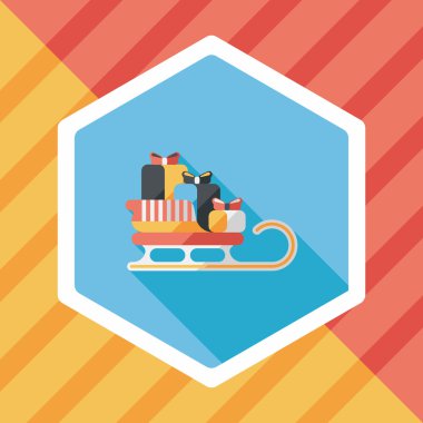 Noel hediye ve düz uzun gölge eps10 simgesiyle atlı kızak