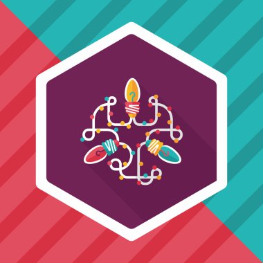 Boże Narodzenie światła płaskie ikona z długi cień eps10