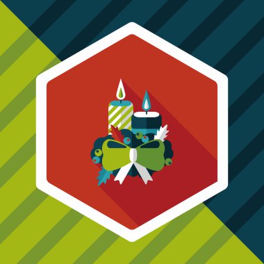 uzun shadow.eps10 ile yılbaşı mum düz simgesi