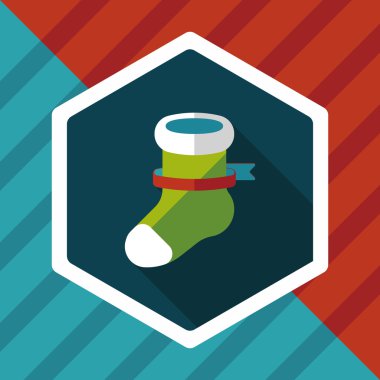 calcetín de Navidad icono plana con sombra, eps10