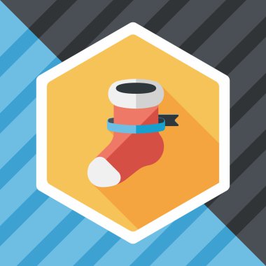 calcetín de Navidad icono plana con sombra, eps10