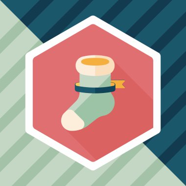 calcetín de Navidad icono plana con sombra, eps10