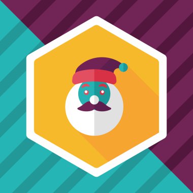 Noel Baba düz simgesi ile uzun gölge eps10