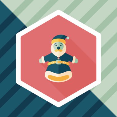 Noel Baba El kuklası düz simgesi ile uzun gölge, eps10