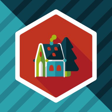 Noel evi düz simgesi ile uzun gölge, eps10