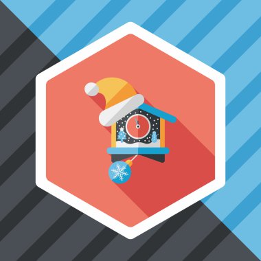 Noel saat düz simgesi ile uzun gölge, eps10