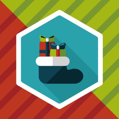 calcetín de Navidad icono plana con sombra, eps10