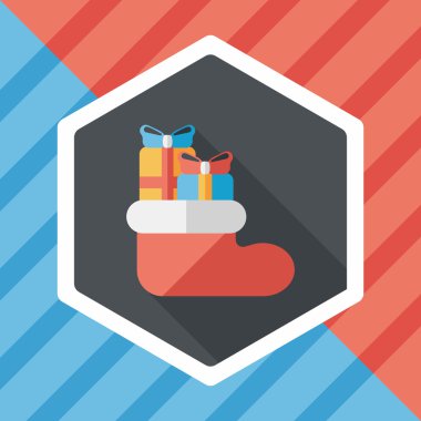 calcetín de Navidad icono plana con sombra, eps10