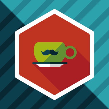 Bıyık kahve Kupası uzun gölge, eps10 ile düz simgesi