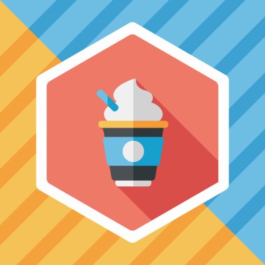 sıcak süt krem kahve düz simgesi ile uzun gölge, eps10